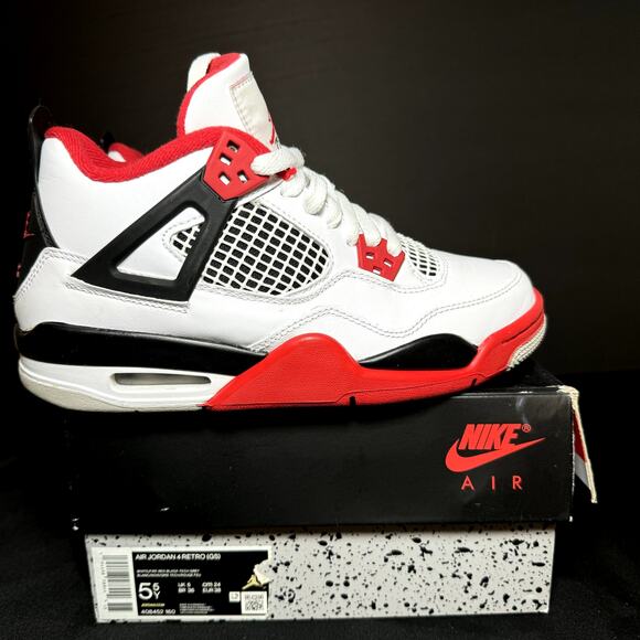 Jordan Other - Size 5.5 - Nike Air Jordan 4 Retro OG GS Fire Red 2020 Men's Shoes